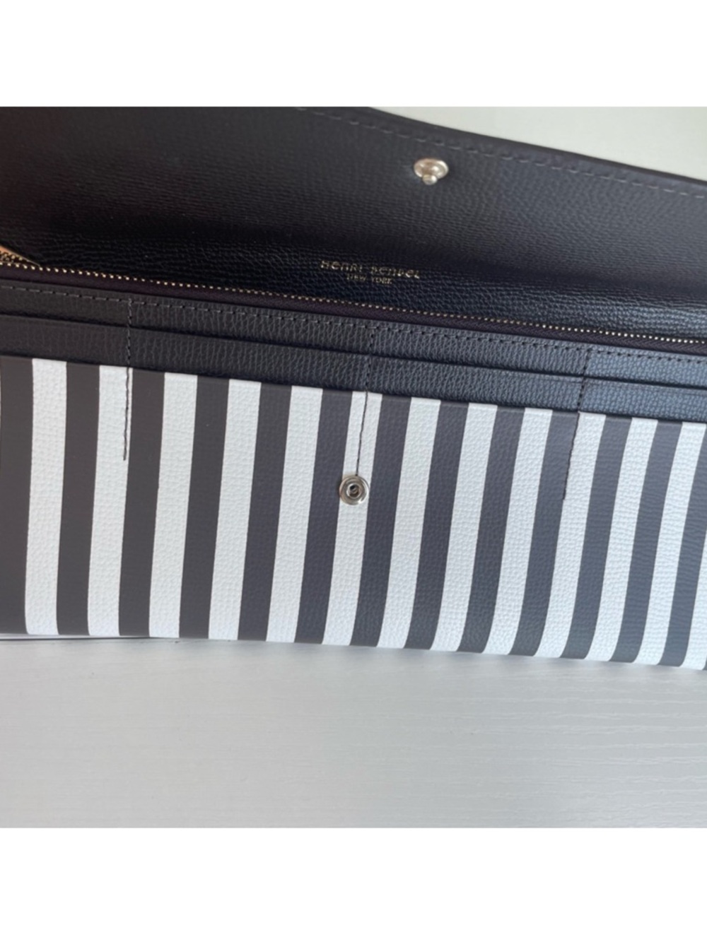 Henri Bendel Brown and White Centennial Stripe Clutch - Picture 7 of 7